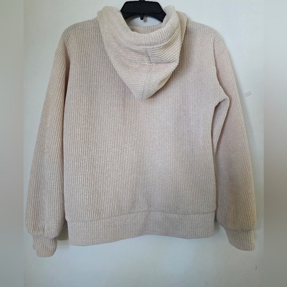 1.STATE Beige Hooded Waffle Knit Pullover Sweater with Pocket – Size S - Picture 2 of 9